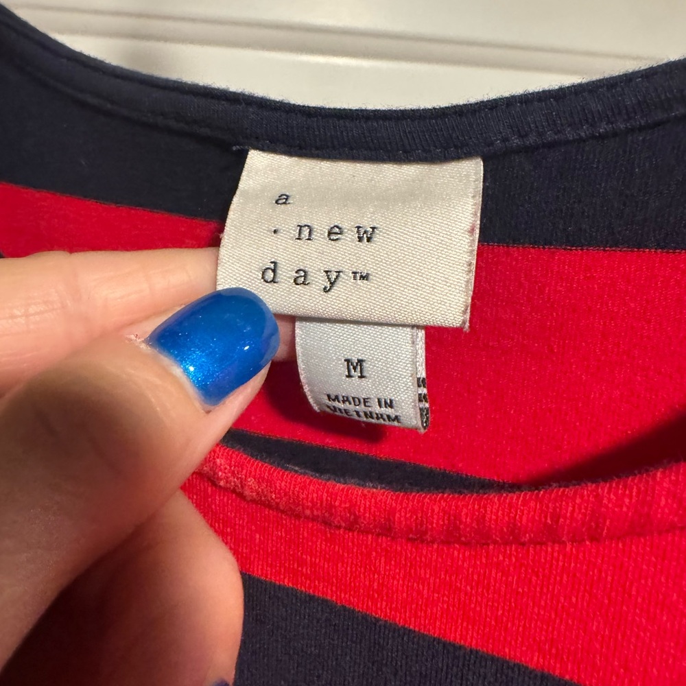 a new day Red and Navy Striped Tank Maxi Dress Size Medium - Picture 5 of 7